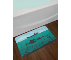 Fishing on Boat Nautical Bath Mat