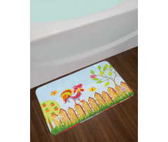 Tree Butterfly and Flower Bath Mat
