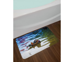 Chinese Ducks in River Bath Mat