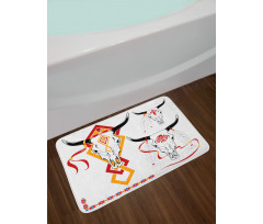 Bulls Head with Feather Bath Mat