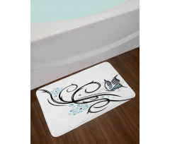 Butterfflies and Leaves Bath Mat