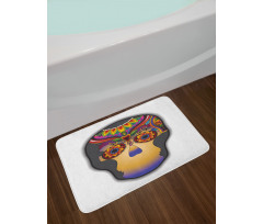 Colored Flower Skull Bath Mat