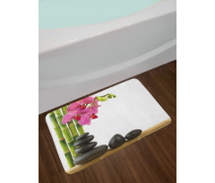 Pink Orchid and Bamboos Bath Mat