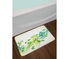 Abstract Floral Design Bath Mat