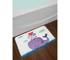 Smiley Whale with Cloud Bath Mat