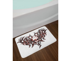 Goat Skull Shaped Swirls Bath Mat