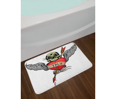 Angel Wings Skull Love Bath Mat