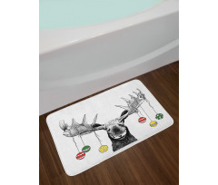 Sketchy Noel Ornament Bath Mat