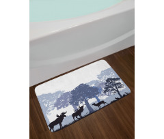 Grey Wild Forest Animals Bath Mat