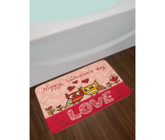 Owls Love Heart Bath Mat