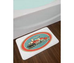 Retro Train Art Bath Mat