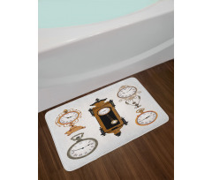 Antique Clocks Pattern Bath Mat