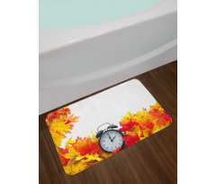 Autumn Leaves Clock Bath Mat