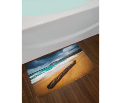 Beach with Stormy Weather Bath Mat