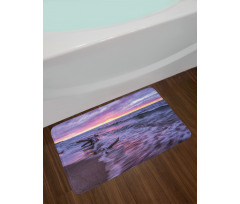 Wavy Sea Couldy Sunset Bath Mat