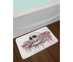 Skull Head Roses Bath Mat