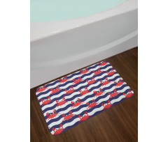 Crabs on Striped Bath Mat