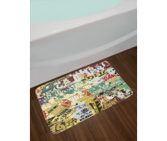 Old Torn Posters Collage Bath Mat