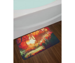 Modern Autumn Forest Bath Mat