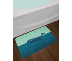 Blue Whale in the Sea Bath Mat