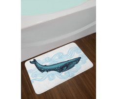 Whale with Striped Wave Bath Mat