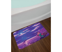 Cartoon Style Dolphins Bath Mat