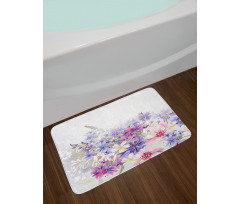 Pink Purple Flowers Bath Mat