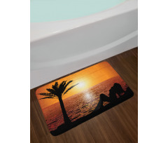 Girl Tropic Beach with Sunset Bath Mat