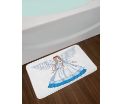 Cartoon with Angel Wings Bath Mat