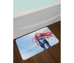 Digital Futuristic Style Bath Mat