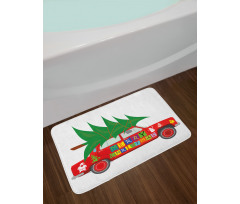 Red Vintage Car Elf Bath Mat