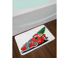 Red American Truck Bath Mat