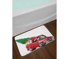 Red Farm Truck Bath Mat