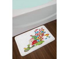 Santa on Motorbike Bath Mat