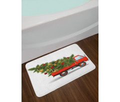 Xmas Truck and Tree Bath Mat