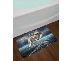 Astronaut Floats Outer Space Bath Mat