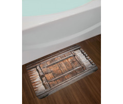 Rustic Wooden Door Bath Mat