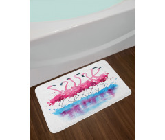 Flamingo and Bird Bath Mat