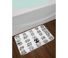 Cats with Happy Faces Bath Mat