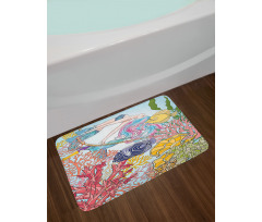 Sketchy Sea Coral Reefs Bath Mat