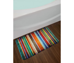 Retro Colorful Bands Bath Mat