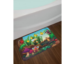 Butterfly Bee in Exotic Bath Mat