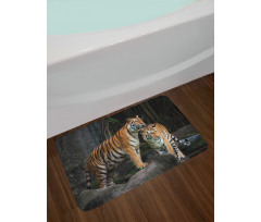 Tiger Couple in Jungle Bath Mat