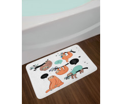 Smiling Sloth Cartoon Bath Mat