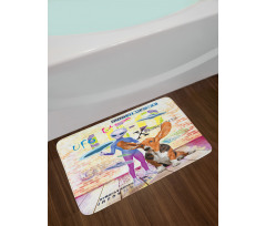 Alien and Dog Bath Mat