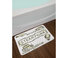 Sketch Old Car Balloon Bath Mat