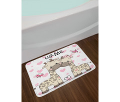 Baby Giraffes and Hearts Bath Mat