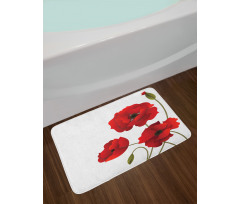 Poppy Flowers Pastoral Art Bath Mat