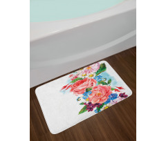 Roses Daisies Garden Bath Mat