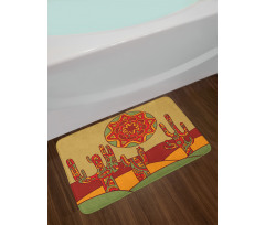 Tribal Design Cactus Bath Mat